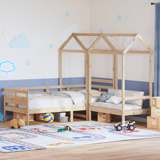 Kinderbed met huisje en bankje massief grenenhout 90x190 cm Bedden & bedframes | Creëer jouw Trendy Thuis | Gratis bezorgd & Retour | Trendy.nl