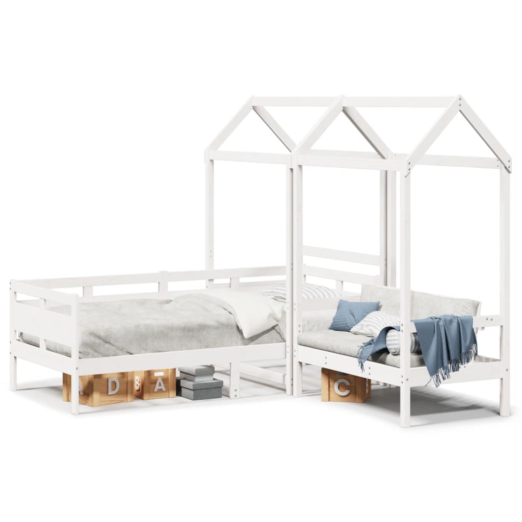 Kinderbed met bank en huisje massief grenenhout wit 90x190 cm Bedden & bedframes | Creëer jouw Trendy Thuis | Gratis bezorgd & Retour | Trendy.nl