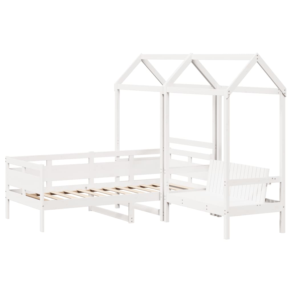 Kinderbed met bank en huisje massief grenenhout wit 90x190 cm Bedden & bedframes | Creëer jouw Trendy Thuis | Gratis bezorgd & Retour | Trendy.nl