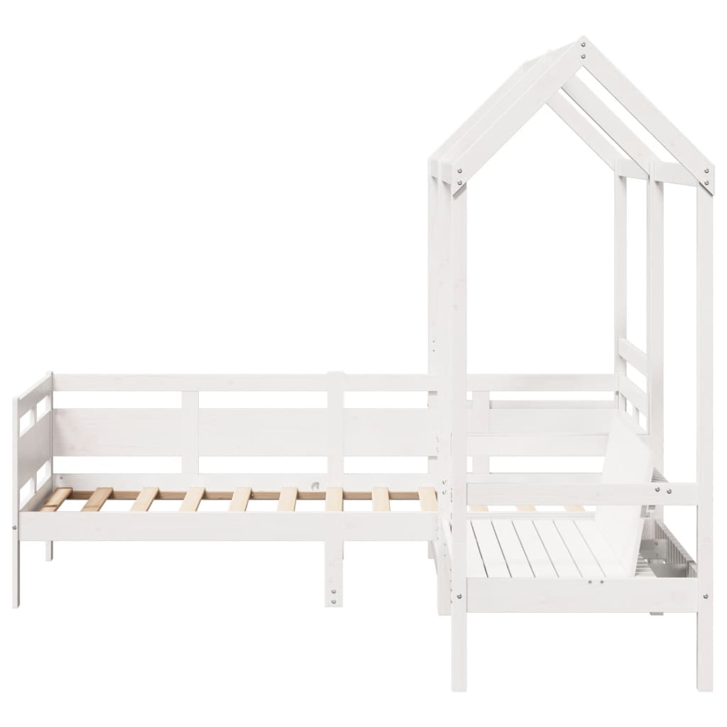 Kinderbed met bank en huisje massief grenenhout wit 90x190 cm Bedden & bedframes | Creëer jouw Trendy Thuis | Gratis bezorgd & Retour | Trendy.nl