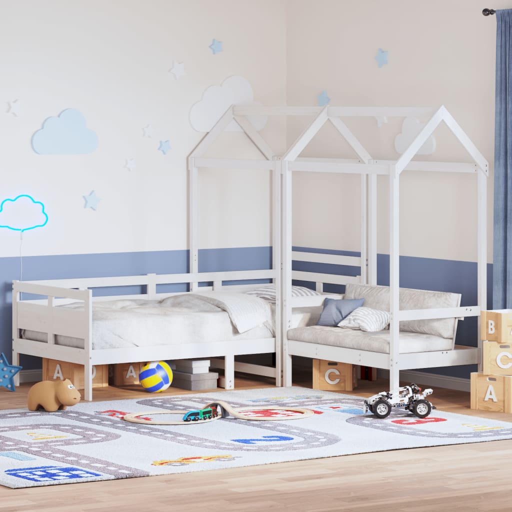 Kinderbed met bank en huisje massief grenenhout wit 90x190 cm Bedden & bedframes | Creëer jouw Trendy Thuis | Gratis bezorgd & Retour | Trendy.nl