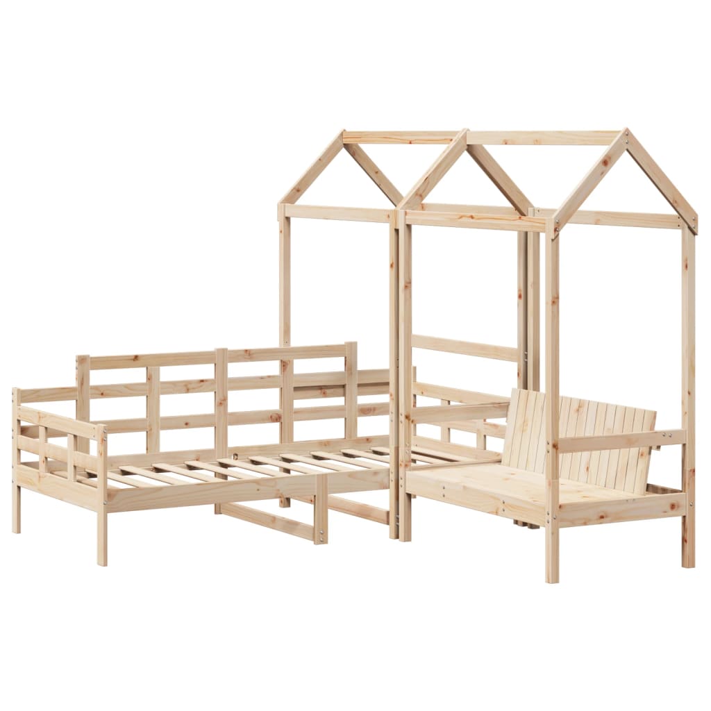 Kinderbed met huisje en bankje massief grenenhout 90x200 cm Bedden & bedframes | Creëer jouw Trendy Thuis | Gratis bezorgd & Retour | Trendy.nl