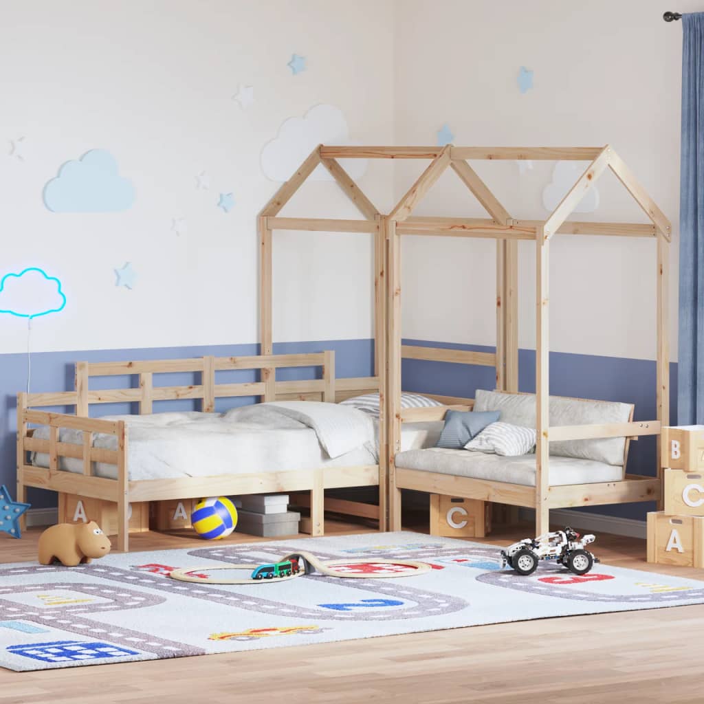 Kinderbed met huisje en bankje massief grenenhout 80x200 cm Bedden & bedframes | Creëer jouw Trendy Thuis | Gratis bezorgd & Retour | Trendy.nl