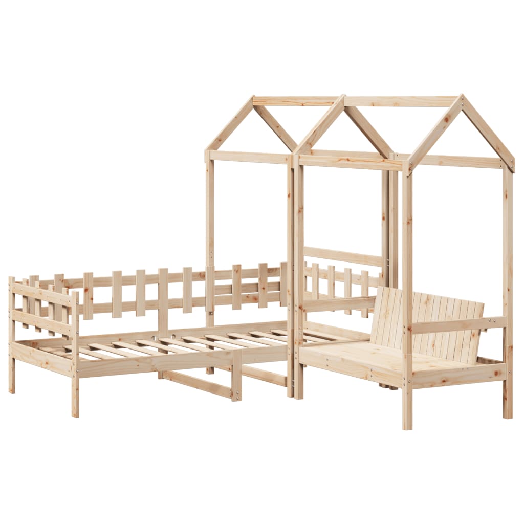 Kinderbed met huisje en bankje massief grenenhout 90x200 cm Bedden & bedframes | Creëer jouw Trendy Thuis | Gratis bezorgd & Retour | Trendy.nl