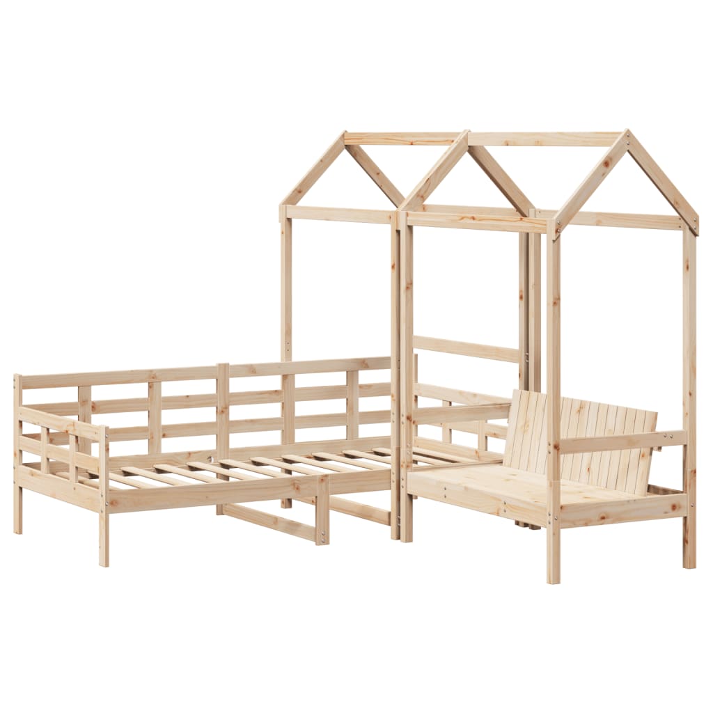 Kinderbed met huisje en bankje massief grenenhout 90x200 cm Bedden & bedframes | Creëer jouw Trendy Thuis | Gratis bezorgd & Retour | Trendy.nl