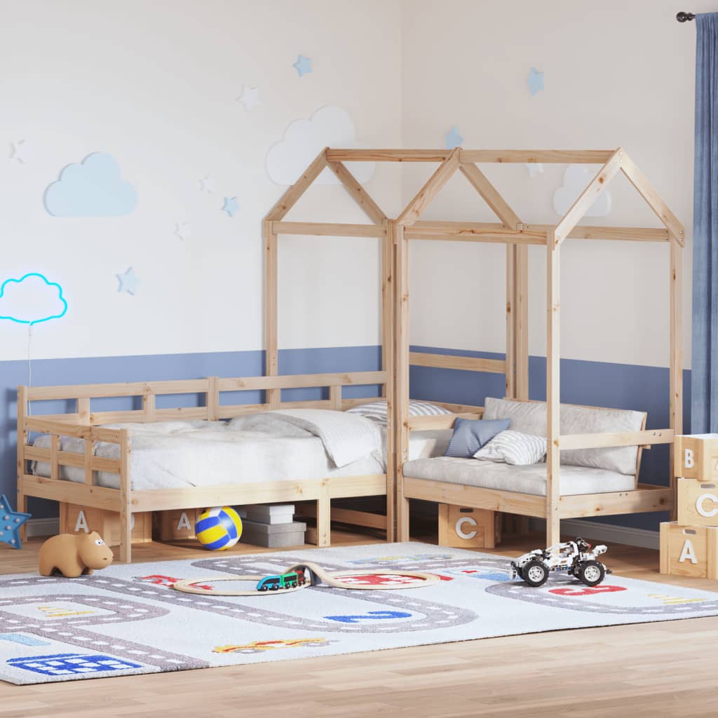 Kinderbed met huisje en bankje massief grenenhout 90x200 cm Bedden & bedframes | Creëer jouw Trendy Thuis | Gratis bezorgd & Retour | Trendy.nl