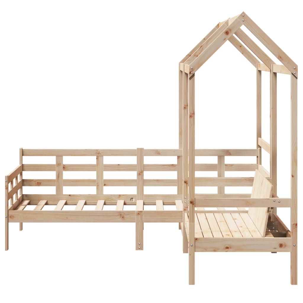 Kinderbed met huisje en bankje massief grenenhout 90x200 cm Bedden & bedframes | Creëer jouw Trendy Thuis | Gratis bezorgd & Retour | Trendy.nl