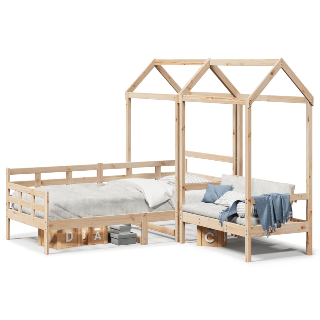 Kinderbed met huisje en bankje massief grenenhout 90x200 cm Bedden & bedframes | Creëer jouw Trendy Thuis | Gratis bezorgd & Retour | Trendy.nl