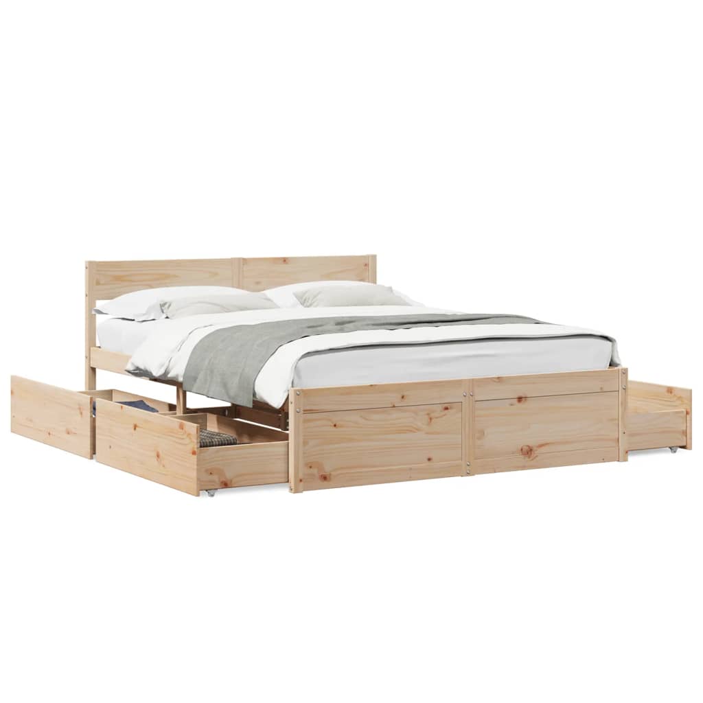 Bedframe zonder matras massief grenenhout 150x200 cm