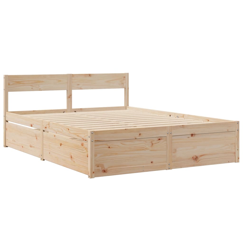 Bedframe zonder matras massief grenenhout 150x200 cm