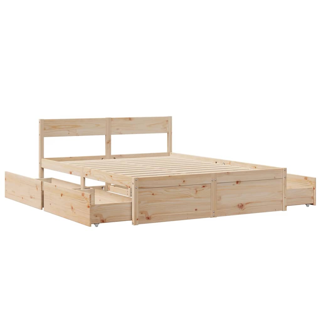 Bedframe zonder matras massief grenenhout 150x200 cm