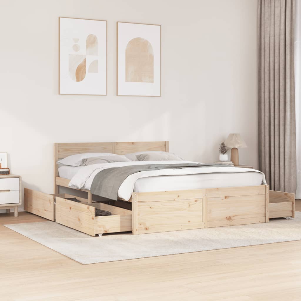 Bedframe zonder matras massief grenenhout 150x200 cm