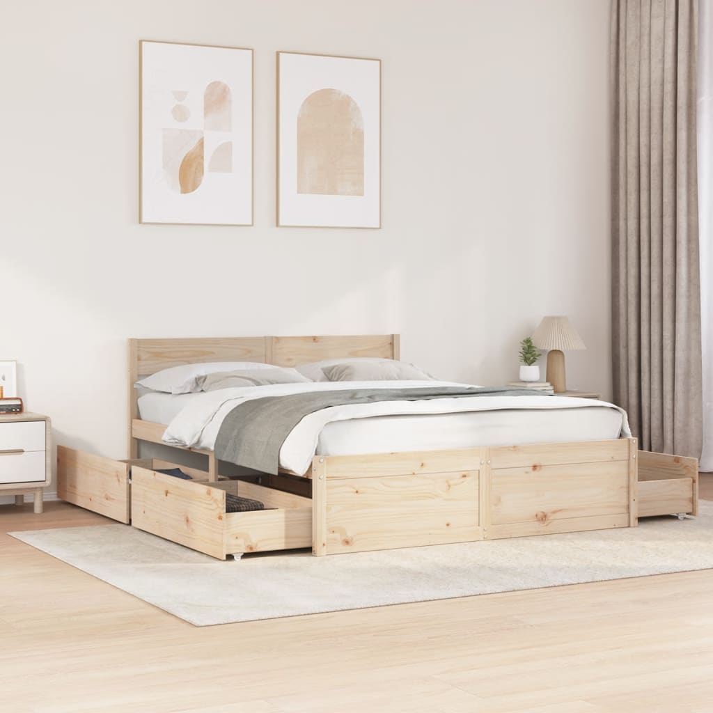 Bedframe met lades massief grenenhout 140x200 cm Bedden & bedframes | Creëer jouw Trendy Thuis | Gratis bezorgd & Retour | Trendy.nl