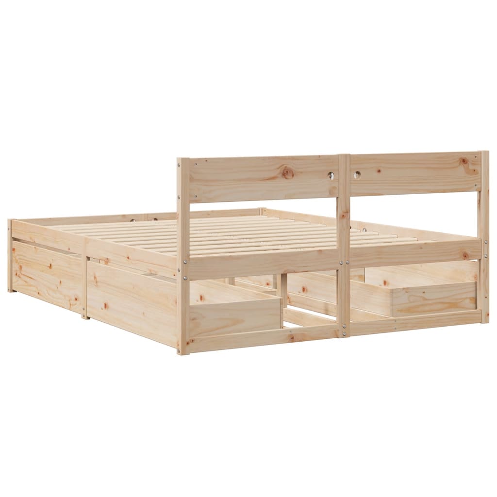 Bedframe met lades massief grenenhout 140x200 cm Bedden & bedframes | Creëer jouw Trendy Thuis | Gratis bezorgd & Retour | Trendy.nl