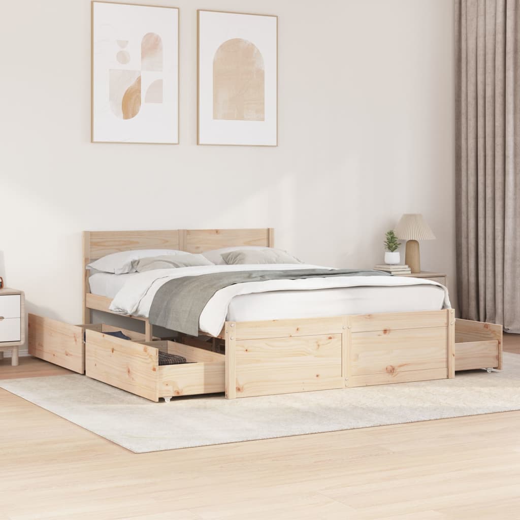 Bedframe met lades massief grenenhout 120x200 cm Bedden & bedframes | Creëer jouw Trendy Thuis | Gratis bezorgd & Retour | Trendy.nl