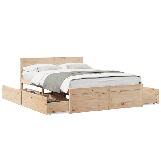 Bedframe met lades massief grenenhout 120x200 cm Bedden & bedframes | Creëer jouw Trendy Thuis | Gratis bezorgd & Retour | Trendy.nl