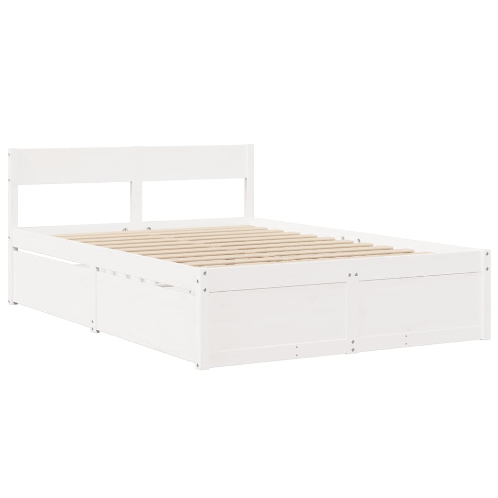 Bedframe zonder matras massief grenenhout wit 120x200 cm