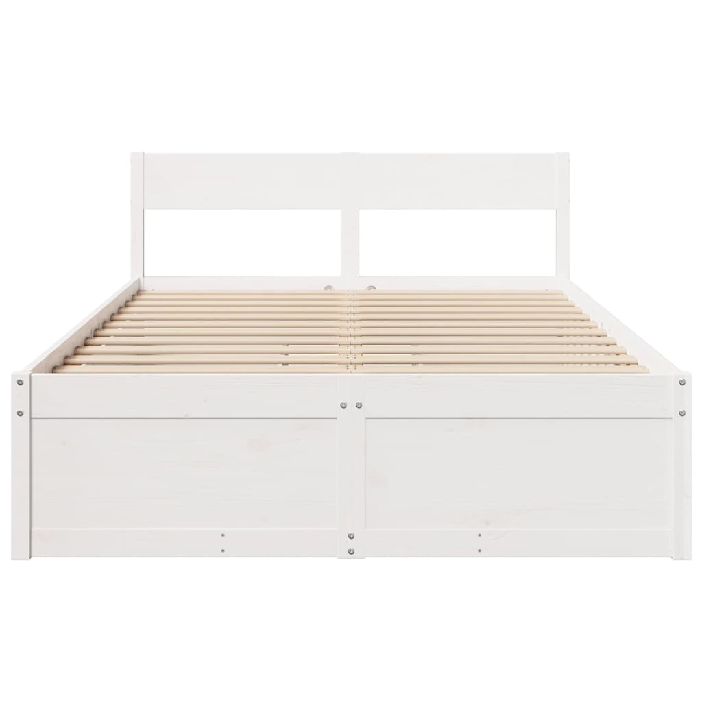 Bedframe zonder matras massief grenenhout wit 120x200 cm