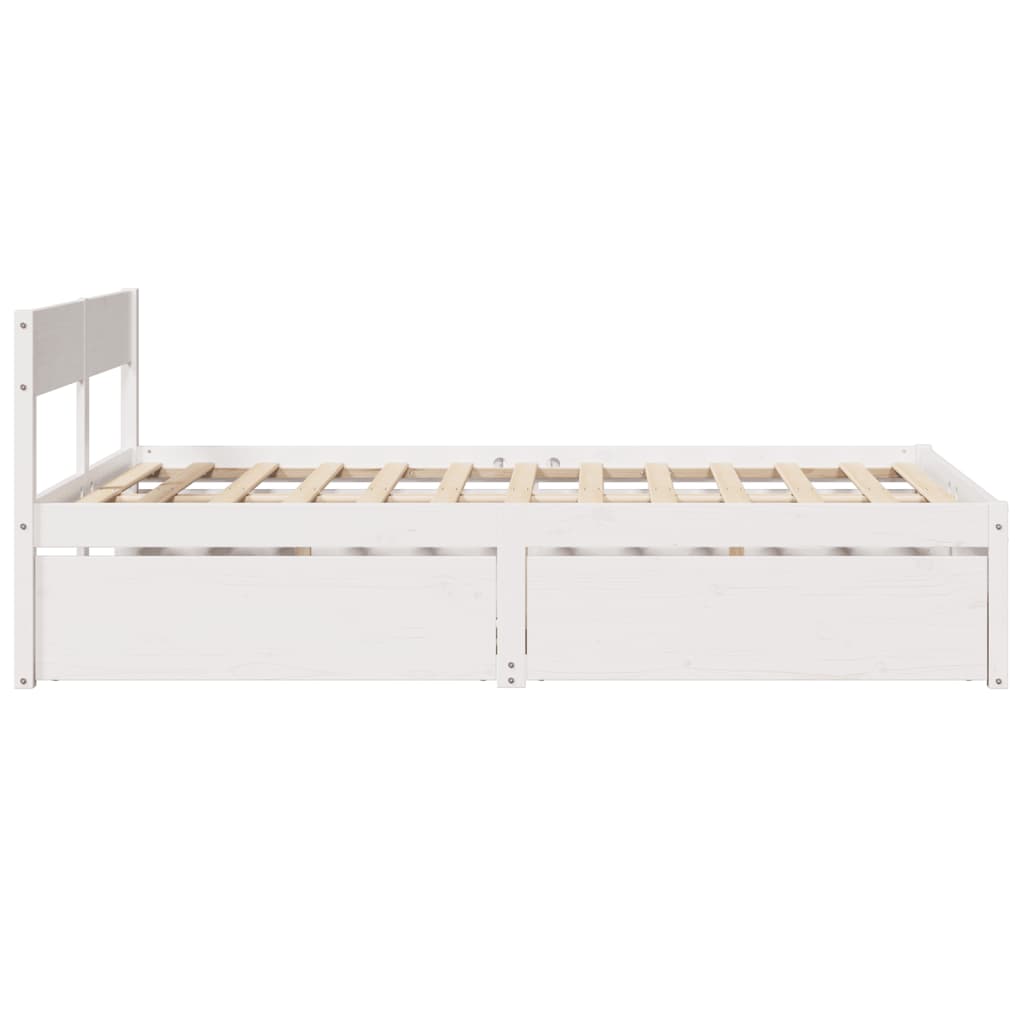 Bedframe zonder matras massief grenenhout wit 120x200 cm