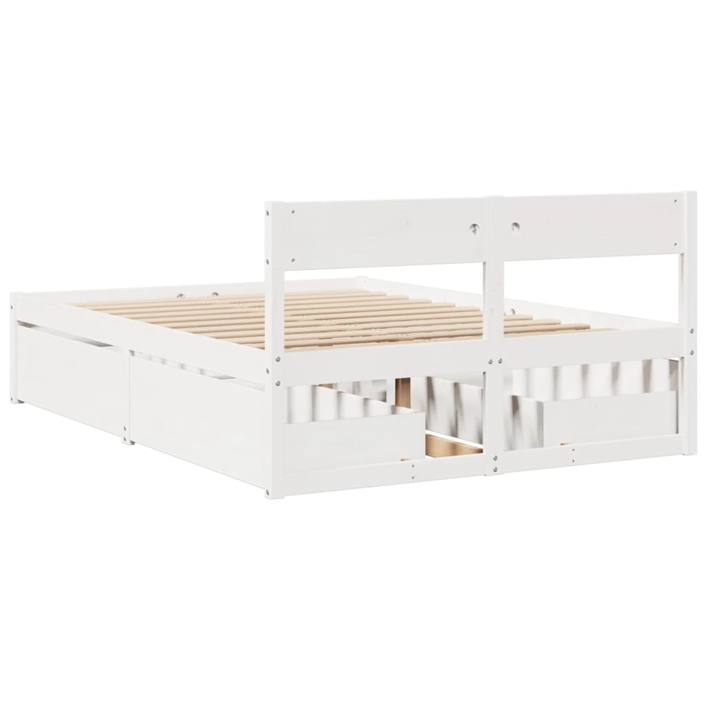 Bedframe zonder matras massief grenenhout wit 120x200 cm