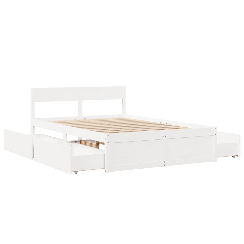 Bedframe zonder matras massief grenenhout wit 120x200 cm