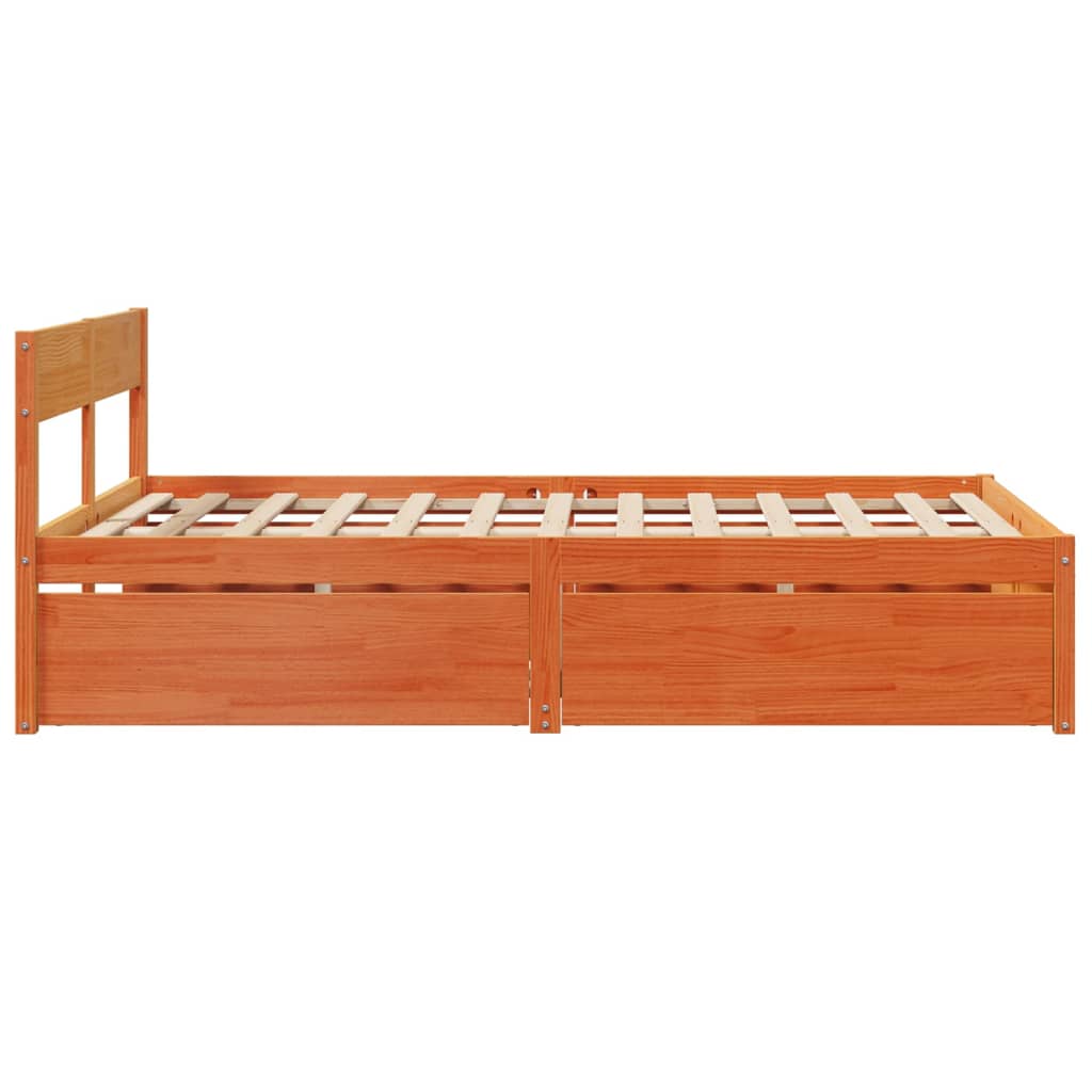 Bedframe met lades massief grenenhout wasbruin 120x190 cm Bedden & bedframes | Creëer jouw Trendy Thuis | Gratis bezorgd & Retour | Trendy.nl