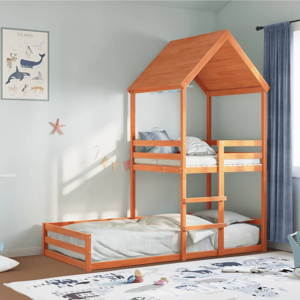 Kinderbed met huisje massief grenenhout wasbruin 80x200 cm Bedden & bedframes | Creëer jouw Trendy Thuis | Gratis bezorgd & Retour | Trendy.nl