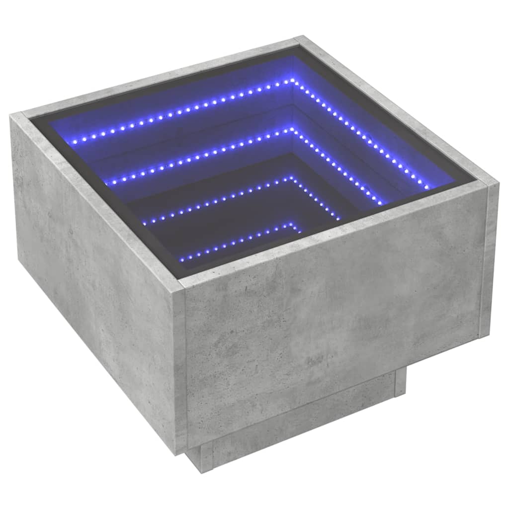 Bijzettafel met LED 40x40x30 cm bewerkt hout betongrijs Salontafels | Creëer jouw Trendy Thuis | Gratis bezorgd & Retour | Trendy.nl