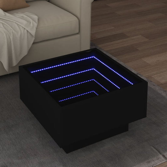 Salontafel met LED 50x50x30 cm bewerkt hout zwart Salontafels | Creëer jouw Trendy Thuis | Gratis bezorgd & Retour | Trendy.nl