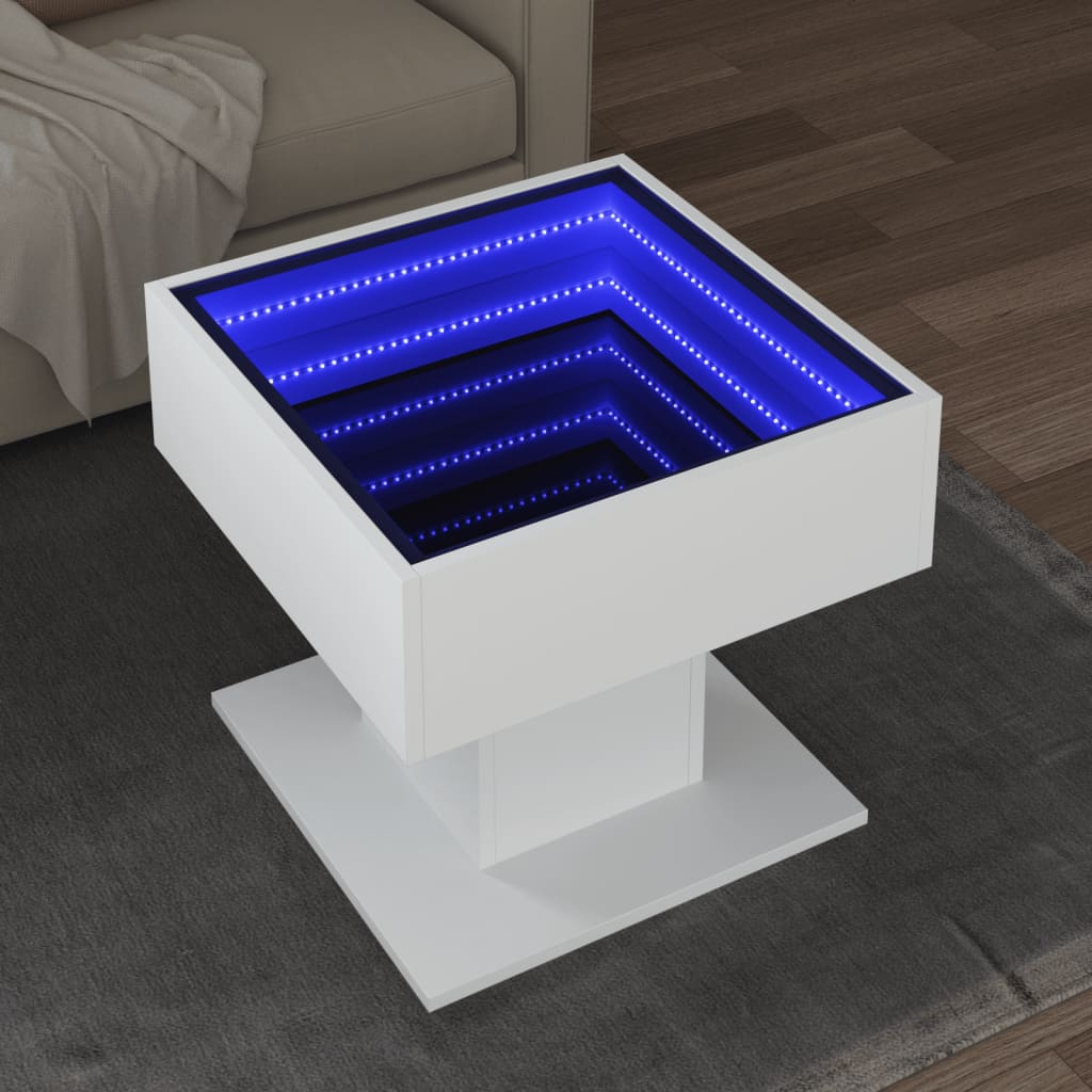 Salontafel met LED 50x50x45 cm bewerkt hout wit Salontafels | Creëer jouw Trendy Thuis | Gratis bezorgd & Retour | Trendy.nl