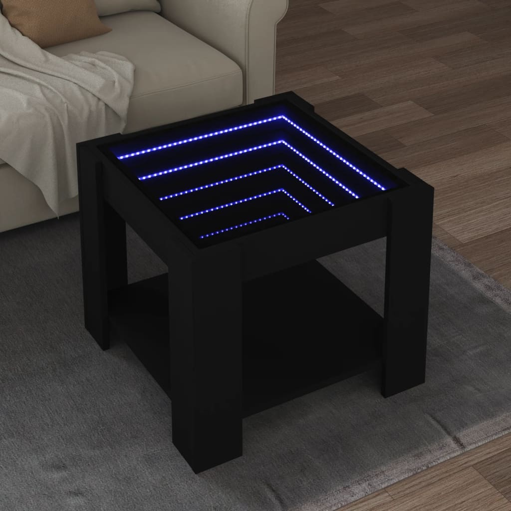 Salontafel met LED 53x53x45 cm bewerkt hout zwart Salontafels | Creëer jouw Trendy Thuis | Gratis bezorgd & Retour | Trendy.nl