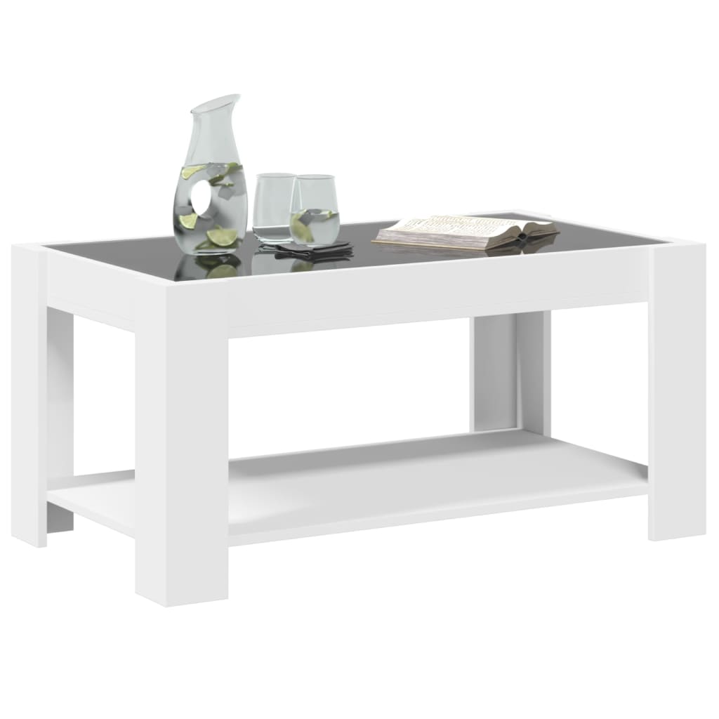 Salontafel met LED 93x53x45 cm bewerkt hout wit Salontafels | Creëer jouw Trendy Thuis | Gratis bezorgd & Retour | Trendy.nl