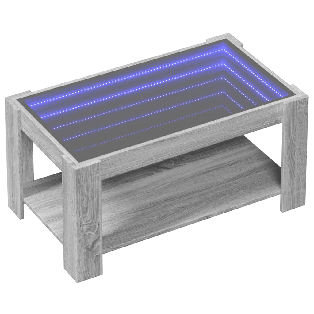 Salontafel met LED 93x53x45 cm bewerkt hout grijs sonoma eiken Salontafels | Creëer jouw Trendy Thuis | Gratis bezorgd & Retour | Trendy.nl