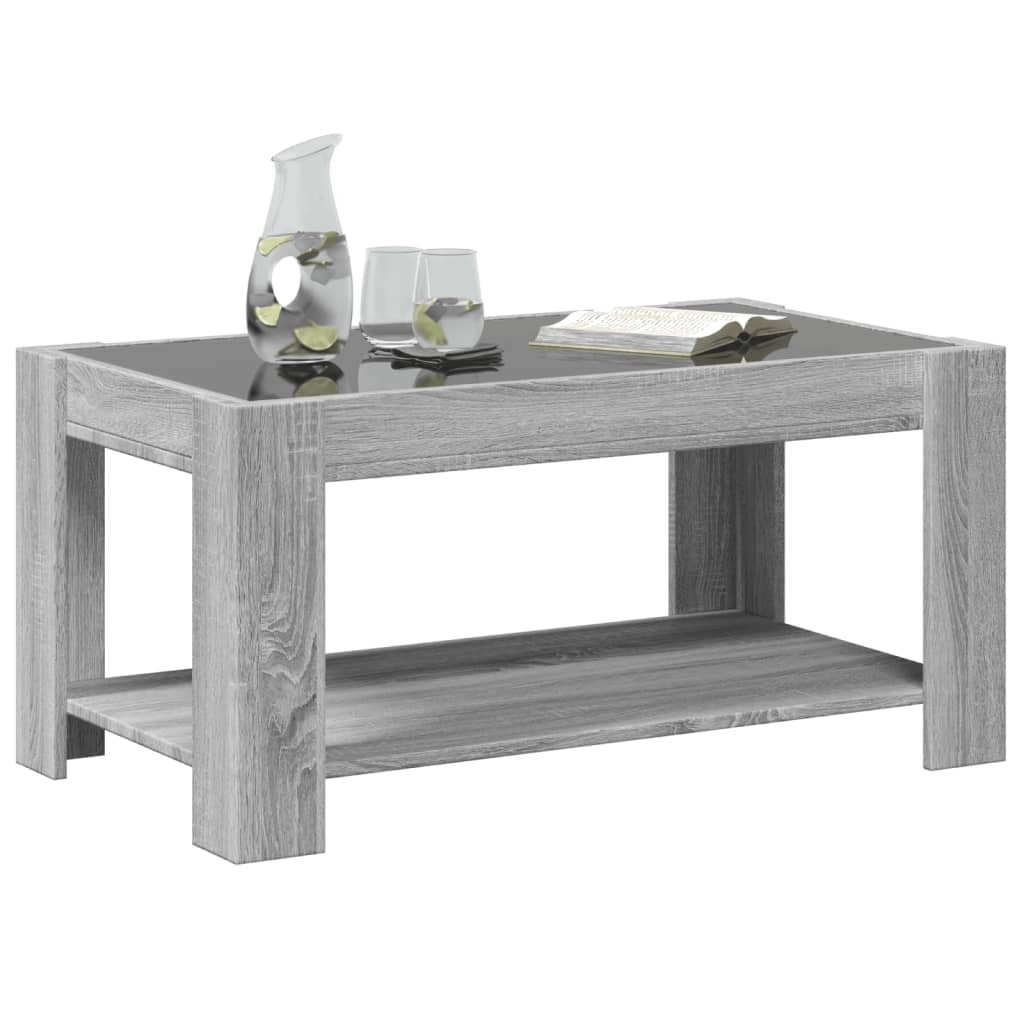 Salontafel met LED 93x53x45 cm bewerkt hout grijs sonoma eiken Salontafels | Creëer jouw Trendy Thuis | Gratis bezorgd & Retour | Trendy.nl