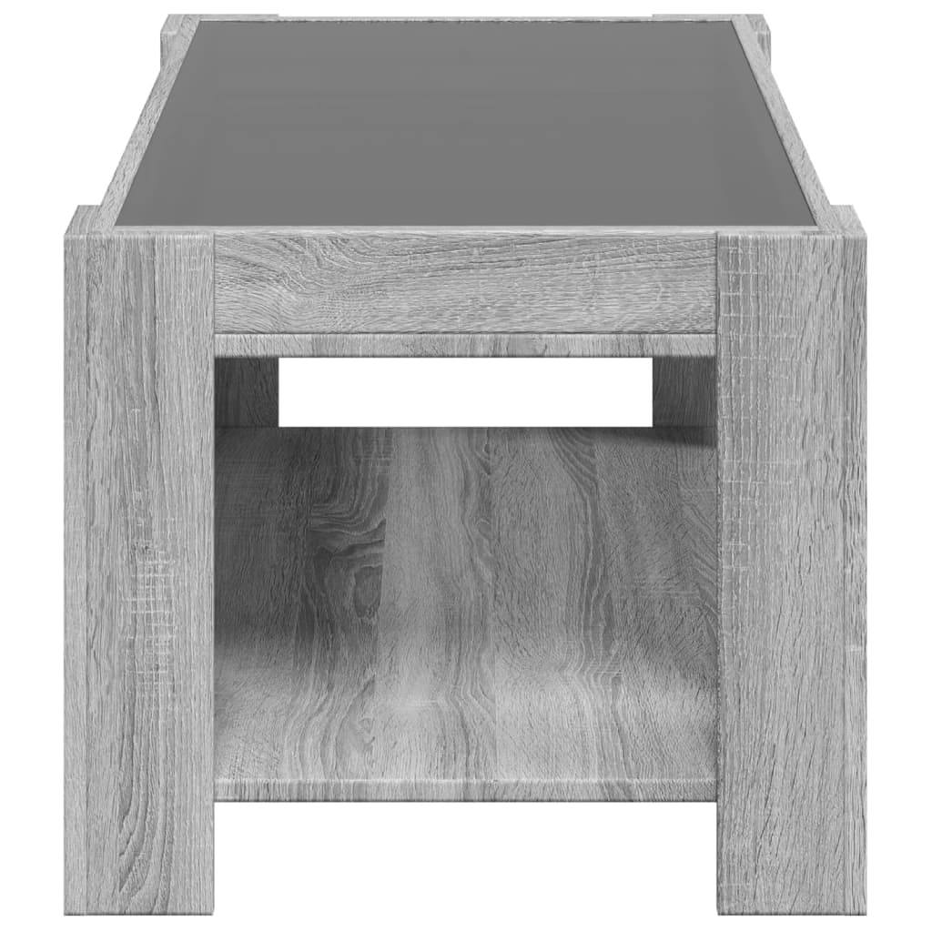 Salontafel met LED 93x53x45 cm bewerkt hout grijs sonoma eiken Salontafels | Creëer jouw Trendy Thuis | Gratis bezorgd & Retour | Trendy.nl