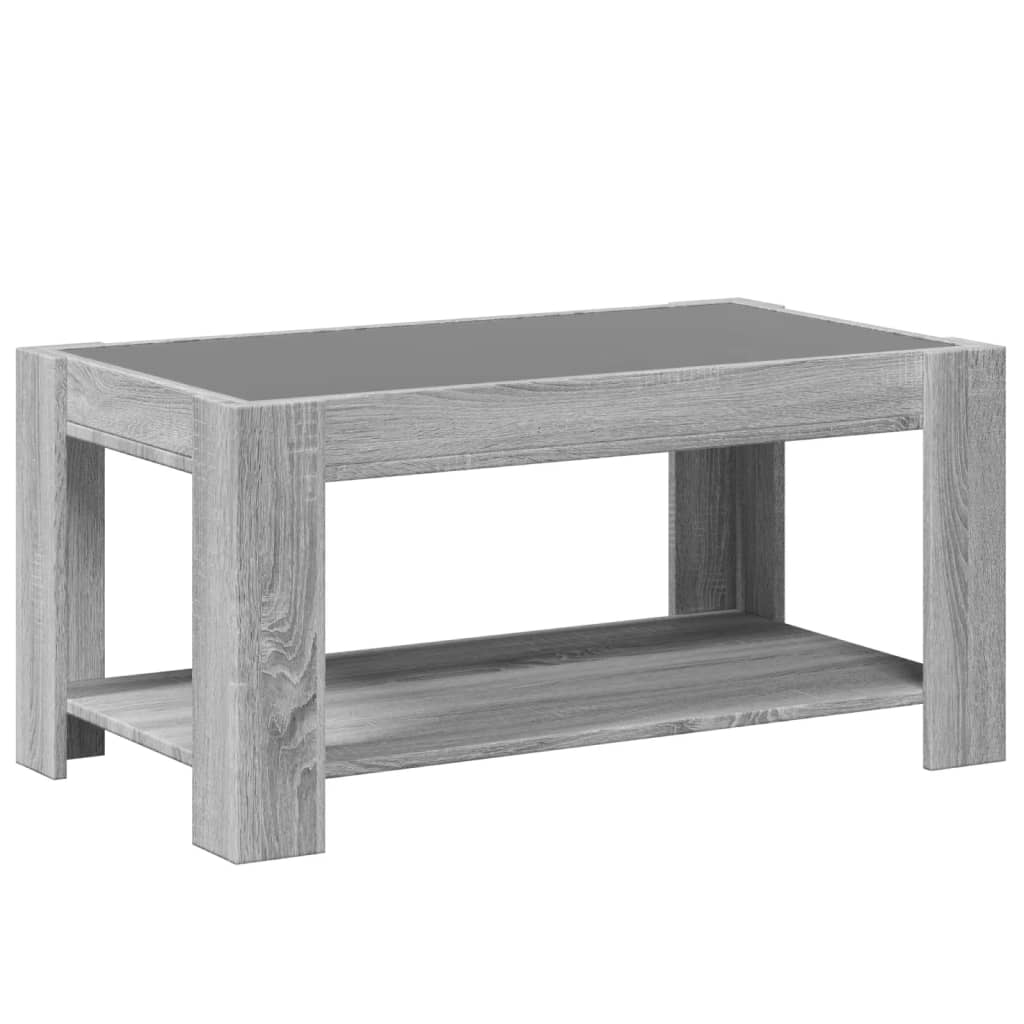 Salontafel met LED 93x53x45 cm bewerkt hout grijs sonoma eiken Salontafels | Creëer jouw Trendy Thuis | Gratis bezorgd & Retour | Trendy.nl