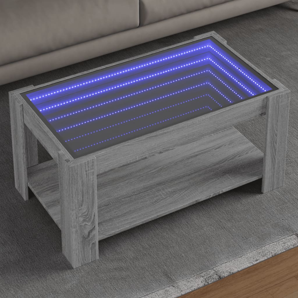 Salontafel met LED 93x53x45 cm bewerkt hout grijs sonoma eiken Salontafels | Creëer jouw Trendy Thuis | Gratis bezorgd & Retour | Trendy.nl