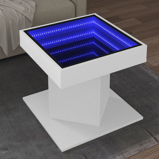 Salontafel met LED 50x50x45 cm bewerkt hout wit Salontafels | Creëer jouw Trendy Thuis | Gratis bezorgd & Retour | Trendy.nl