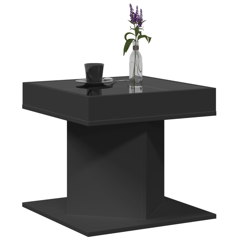 Salontafel met LED 50x50x45 cm bewerkt hout zwart Salontafels | Creëer jouw Trendy Thuis | Gratis bezorgd & Retour | Trendy.nl