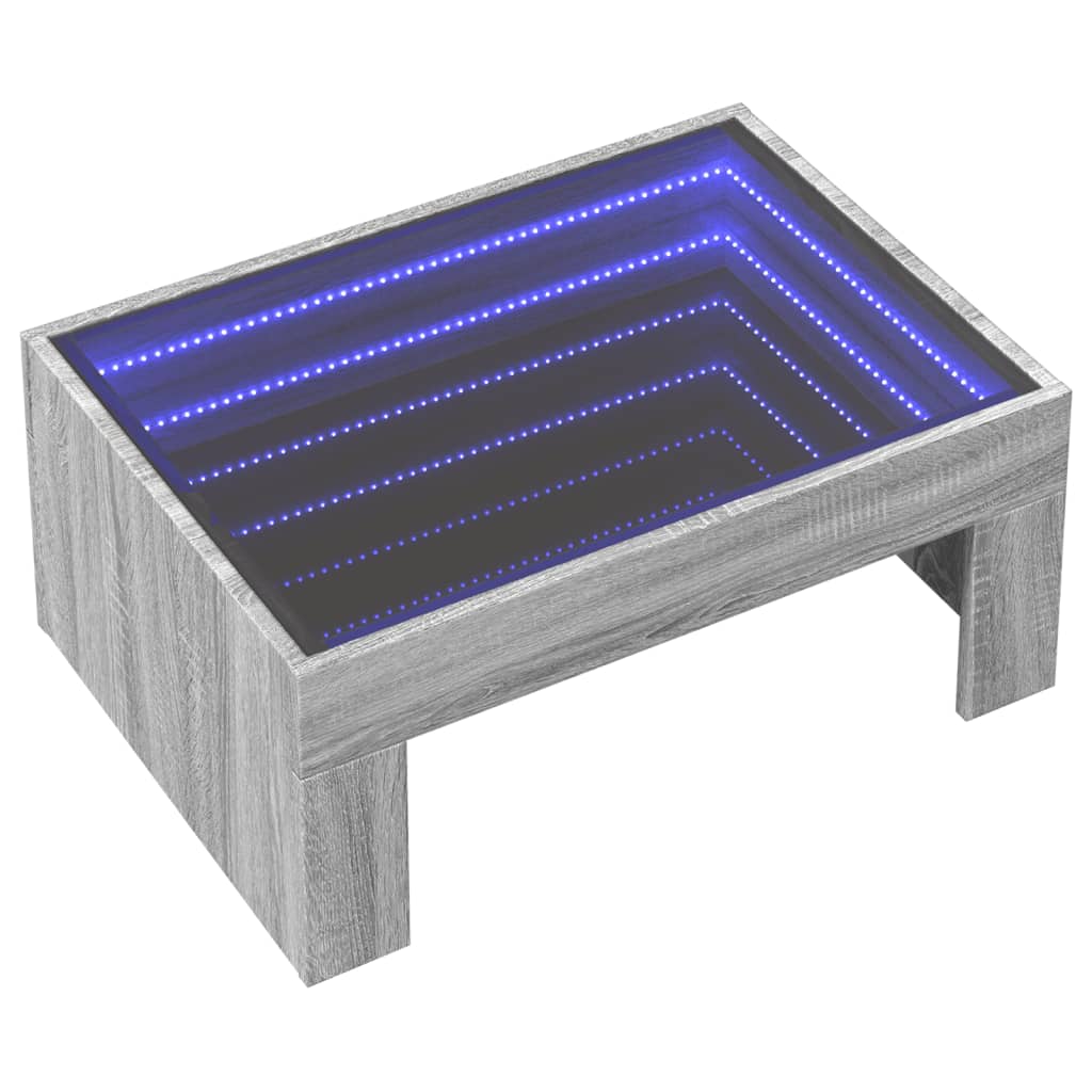 Salontafel met Infinity LED 70x50x30 cm grijs sonoma eikenkleur Salontafels | Creëer jouw Trendy Thuis | Gratis bezorgd & Retour | Trendy.nl