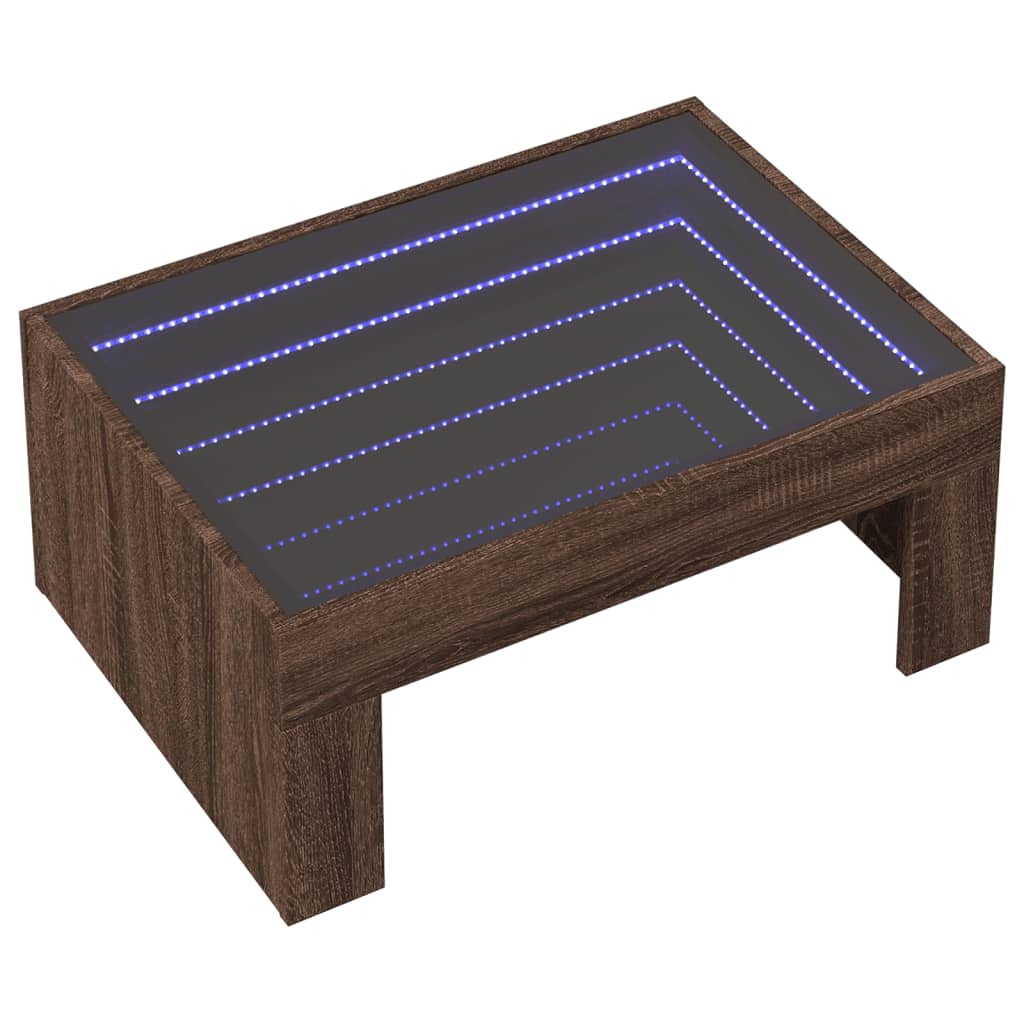 Salontafel met Infinity LED 70x50x30 cm bruin eikenkleurig Salontafels | Creëer jouw Trendy Thuis | Gratis bezorgd & Retour | Trendy.nl