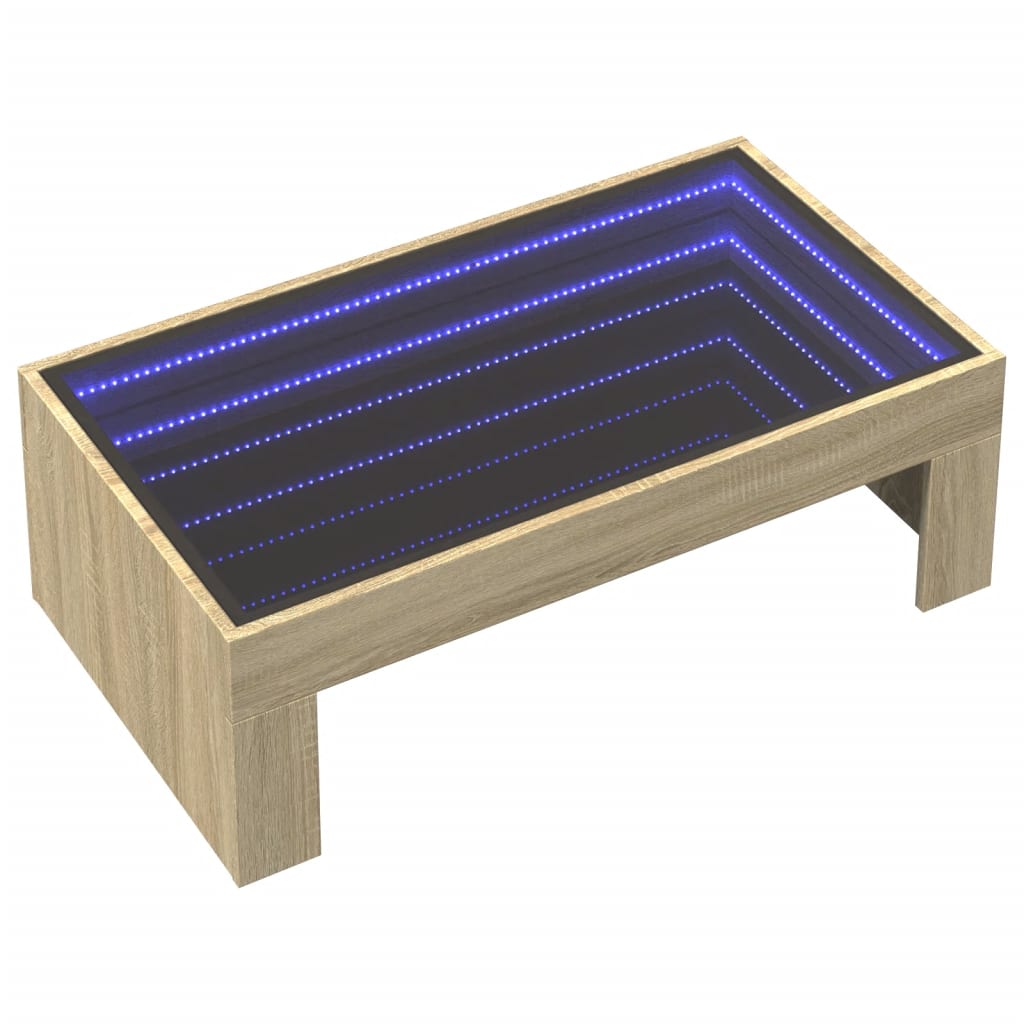 Salontafel met Infinity LED 90x50x30 cm sonoma eikenkleurig Salontafels | Creëer jouw Trendy Thuis | Gratis bezorgd & Retour | Trendy.nl