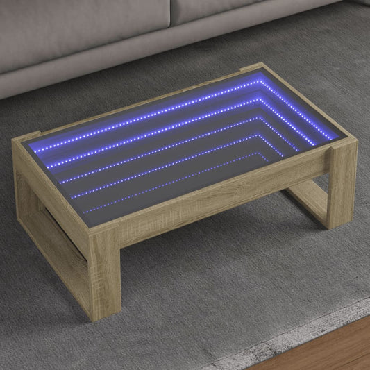 Salontafel met Infinity LED 90x53x30 cm sonoma eikenkleurig Salontafels | Creëer jouw Trendy Thuis | Gratis bezorgd & Retour | Trendy.nl