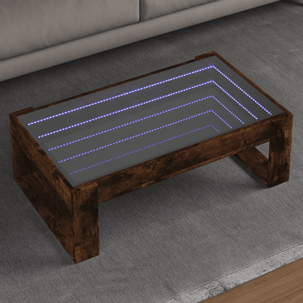 Salontafel met Infinity LED 90x53x30 cm gerookt eikenkleurig Salontafels | Creëer jouw Trendy Thuis | Gratis bezorgd & Retour | Trendy.nl