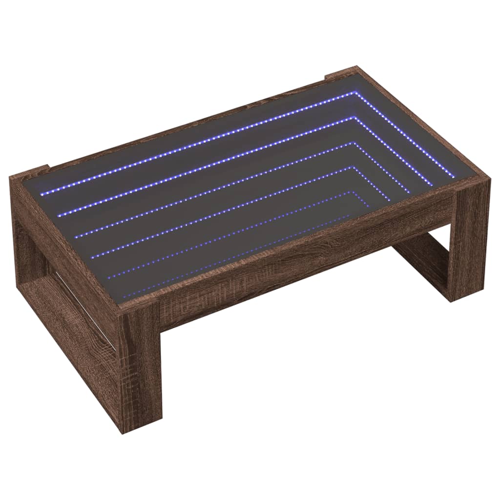 Salontafel met Infinity LED 90x53x30 cm bruin eikenkleurig Salontafels | Creëer jouw Trendy Thuis | Gratis bezorgd & Retour | Trendy.nl