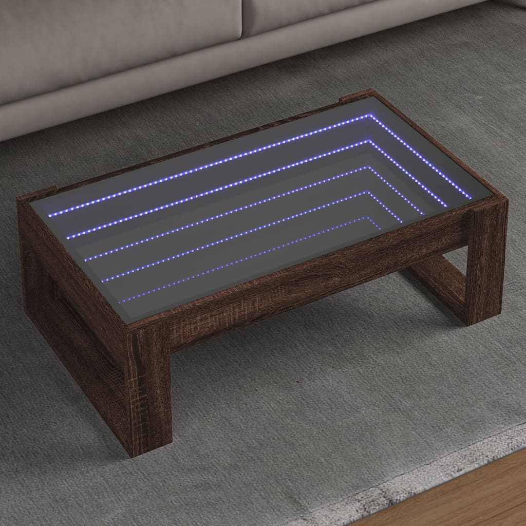 Salontafel met Infinity LED 90x53x30 cm bruin eikenkleurig Salontafels | Creëer jouw Trendy Thuis | Gratis bezorgd & Retour | Trendy.nl