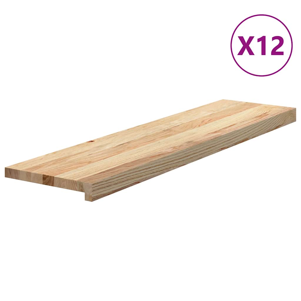 Traptreden 12 st 100x25x2 cm onbehandeld massief eikenhout