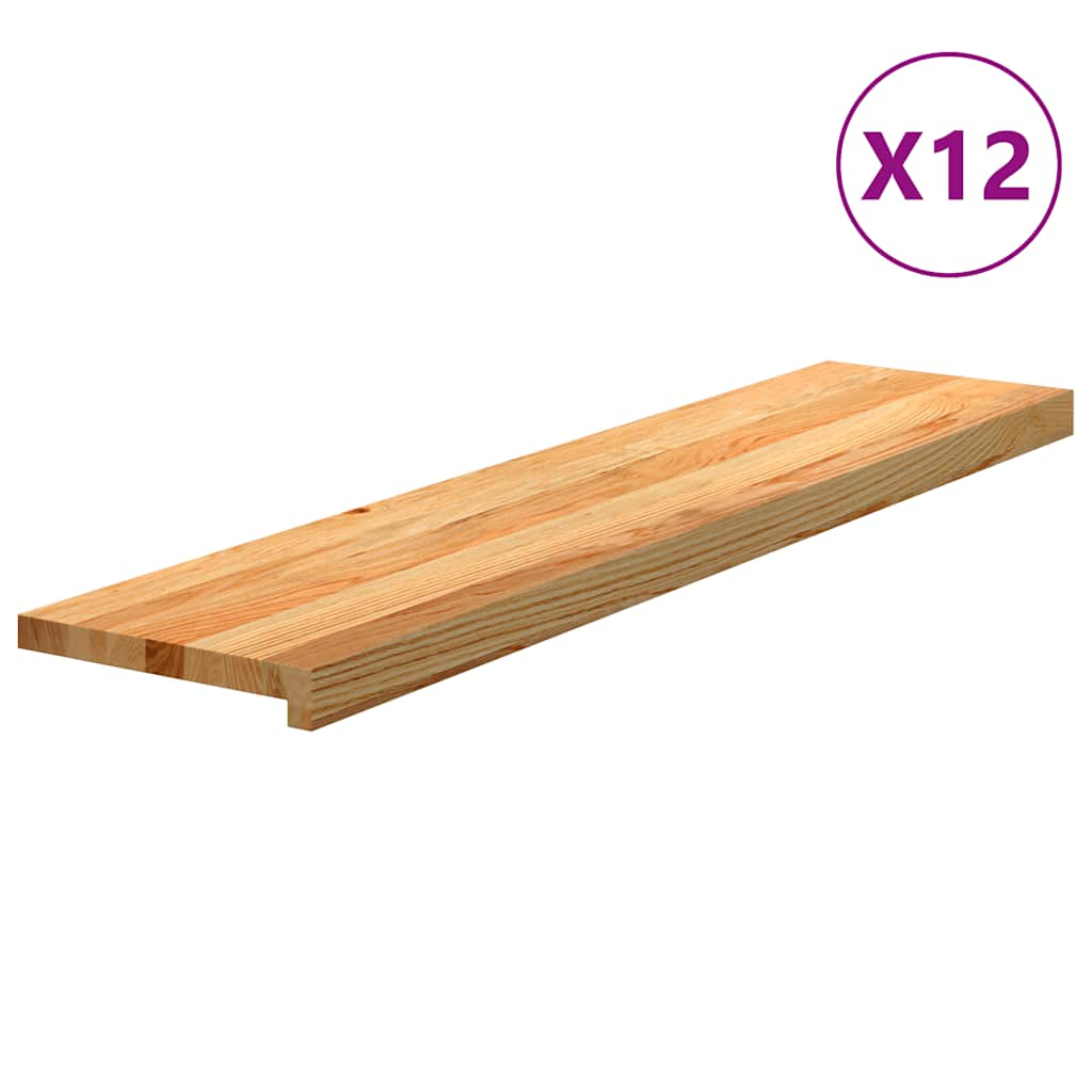 Traptreden 12 st 110x25x2 cm massief eikenhout lichtbruin