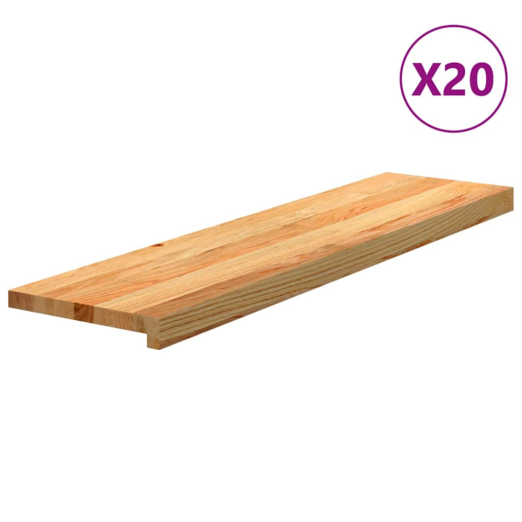 Traptreden 20 st 100x30x2 cm massief eikenhout lichtbruin