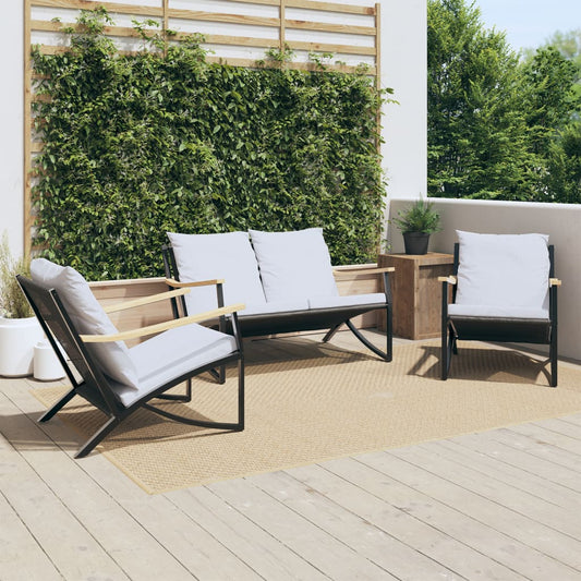 3-delige Balkonset met kussens staal zwart Tuinsets | Creëer jouw Trendy Thuis | Gratis bezorgd & Retour | Trendy.nl